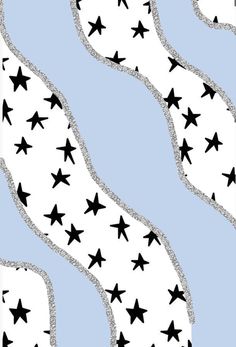 black stars on white fabric with blue background