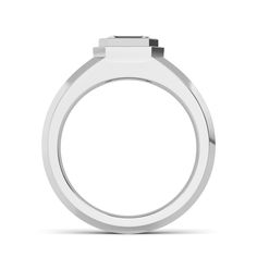 a white gold ring with a square shaped center