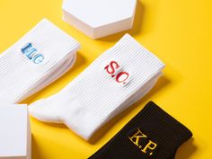 Looking for a special personalised or custom made gift that is proven to make them smile? Look no further, our classic embroidered unisex socks can be personalised with your custom initials in any colour you like. Whether it is a gift for him or for her, it is sure to make an impresssion. All of our socks are made in Britain in our London studio & are made to order, only when you place an order. Never mass produced. ✅ DETAILS ✅ Product Type: Ribbed Crew Socks Material: 85% Cotton 15% Polyamide D Embroidered Initials, Custom Initials, Personalized Initials, Casual Socks, Socks And Hosiery, Groomsman Gifts, Crew Socks, Gift For Him, Gifts For Him