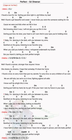 the guitar chords are arranged in order to be read by someone who is using them