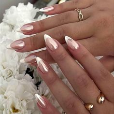 Best 23+ chrome french nails you must try this year Chrome French Nails, Ombre Chrome Nails, Future Nails, Chrome French, White Chrome Nails, Ideas Uñas, Bridesmaids Nails, Chrome Nails Designs, French Tip Acrylic Nails