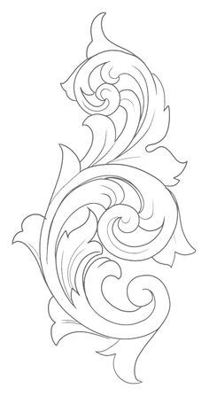 a drawing of a flower with swirls on it