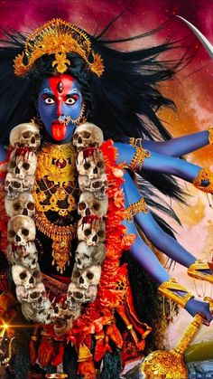 an image of the hindu god with skulls on his body