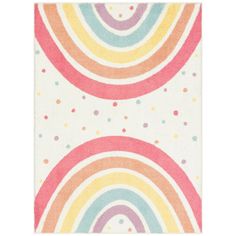 a rug with rainbows and dots on it