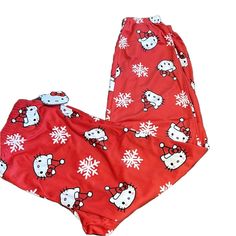 New Sanrio 2023 Hello Kitty Christmas Red With Snowflakes Pajama Pants