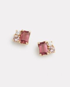 Pink Tourmaline, Morganite, and Diamond Cluster Stud – Jamie Wolf Pink Tourmaline Earrings Studs, Pink And Green Tourmaline Ring, Pink Tourmaline Earrings, Pink Stone Earrings, Pink Sapphire Jewelry, Lilac Earrings, New York City Ballet, Morganite Earrings, Jewelry Product Shots