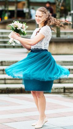 Elegant Blue Skirt For Prom, Elegant Blue Wedding Skirt, Wedding Tulle Fabric For Lined Skirt, Blue Tiered Tulle Skirt Dresses, Wedding Tulle Fabric Lined Skirt, Knee-length Tulle Skirt Bottoms For Spring, Elegant Knee-length Tulle Skirt, Blue Tulle Petticoat For Party, Elegant Blue Tulle Skirt