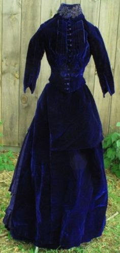 Blue And Purple Dress, Period Dresses, Bustle Dress, Period Dress, Fantastic Beasts, Sapphire Blue, Rare Antique, Blue Velvet, Purple Dress