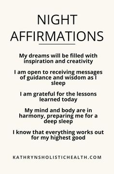 a poem written in black and white with the words'night affirmationss '