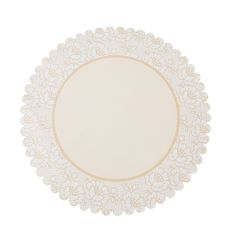 a white and gold plate on a white background