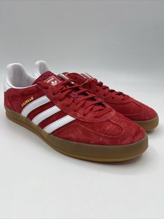 Adidas Gazelle Red, Gazelle Adidas, Adidas Gazelle Indoor, Sneakers Box, Classic Adidas, Adidas Three Stripes, Red Sneakers, Sneaker Games, Indoor Activities