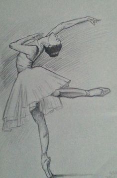 a pencil drawing of a ballerina dancer