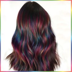 Balayage Hair Vivids, Teasy Balayage, Prism Hair, Oil Slick Hair Color, Oil Slick Hair, Slick Hair, Long Hair Highlights, Plum Hair, Black Hair Balayage