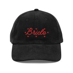 Bride Vintage Corduroy Cap Embroidered, Bride Hat, Cute Bride Hat, Heart Bride, Cottagecore Bride, Bridal Shower Gift Hat - Etsy Embroidered Wedding Hat, Cottagecore Bride, Cute Bride, Bride Vintage, Corduroy Cap, Bride Hat, Vintage Corduroy, Bridal Shower Gift, Vintage Bride