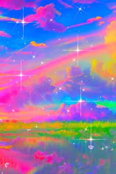 the sky is full of stars and clouds as if it were painted with acrylic paint