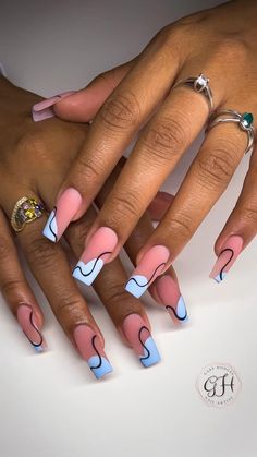 Student Challenges, Nail Suggestions, Fashionable Nails, Colorful Nails, Work Nails, Dope Nail Designs, Acrylic Nails Coffin Pink, Blue Nail, Acrylic Nails Coffin Short