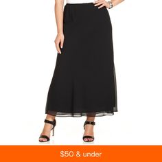 in stock Black Chiffon Evening Bottoms, Elegant Black Chiffon Maxi Skirt, Elegant Chiffon Bottoms For Night Out, Elegant Flowy Black Skirt, Elegant Black Chiffon Skirt, Chiffon Flowy Skirt For Night Out, Formal Black Maxi Skirt For Summer, Elegant Black Maxi Skirt For Spring, Black Chiffon Long Skirt