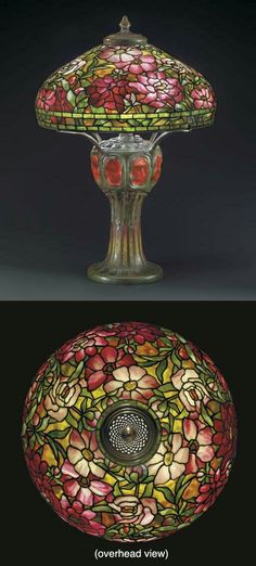 Tiffany Studios  A 'Peony' Leaded Glass, Turtleback Tile, Mosaic and Bronze Table Lamp, circa 1910 33 in. (83.8 cm.) high, 21¼ in. (55.2 cm.) diameter of shade  base stamped TIFFANY STUDIOS NEW YORK S169. Tiffany Lamp Shade, Studio Lamp, Totally Tiffany, Art Lamps, Tiffany Studios