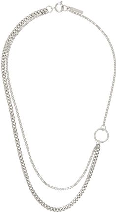 Handcrafted fine curb chain necklace in palladium-plated brass. · Curb chain and O-ring at length · Logo plaque at spring-ring fastening · L22 Supplier color: Palladium Nuptial Chain, Silver Chain Necklace For Women, Justine Clenquet, Curb Chain Necklace, Chain Jewelry, Creative Jewelry, Silver Chain Necklace, Curb Chain, Silver Pendant Necklace