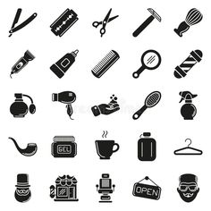 black and white icons for hairdressers royalty illustration