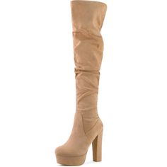 Your forever wardrobe deserves designs like these thigh-high boots. Expertly crafted from faux suede this pair features round toes and comes in a fitted silhouette. The side zipper makes it easy to put on and take off. The platform design gives the boot a vintage feel and flatters your legs perfectly. Slouch Stylish Over the Knee Boots; Platform; Round Toe; Zipper Closure; Chunky Heels; Vamp: Faux Suede; Outsole: Rubber; Heel: ABS; Heel Height: 5 1/8 inches; Shaft Height: 20 7/8 inches; Platform Platform Design, Boots Platform, High Heel Platform, Fitted Silhouette, Fall Fashion Outfits, Thigh High Boots, Chunky Heel, Thigh High, Over The Knee Boots