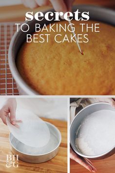 the steps to bake cake are shown here