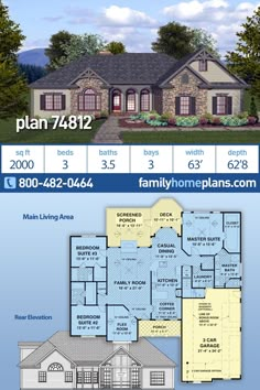 the floor plan for this home is shown in blue and white, with two levels to each