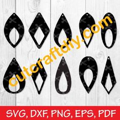 black and white tear shaped cutouts with the text, svg dxf png