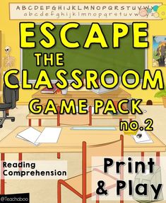 an image of a classroom game with the words escape the classroom game pack on it