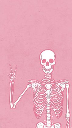 the skeleton is holding up two fingers