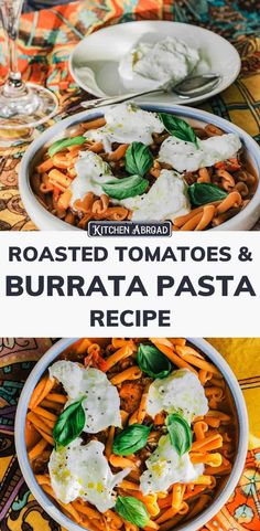 roasted tomatoes and burrata pasta recipe in a bowl