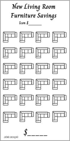 the new living room furniture savings form is shown in black and white, with numbers on it