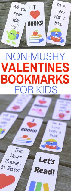 non - mushy valentine's bookmarks for kids to print out and use