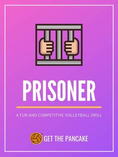 a poster with the words prisoner and hands holding bars in front of a purple background