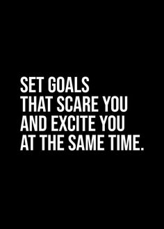 the words set goals that scare you and excite you at the same time