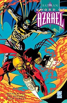 the cover to azrael comic book, featuring an image of two superheros