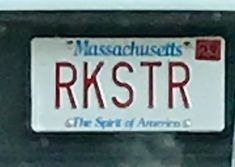 the license plate for massachusetts's rkstr is seen in this undrecognized image