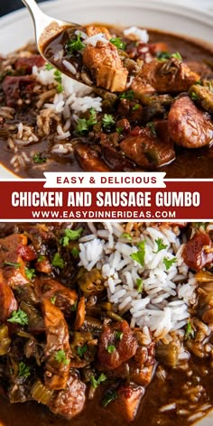 easy and delicious chicken and sausage gumbo is an easy dinner recipe that's ready in under 30 minutes