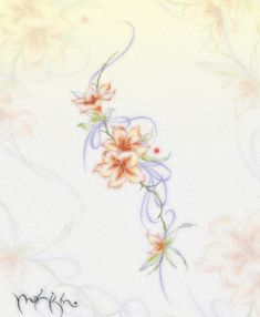 a drawing of flowers on a white background