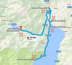 a map showing the route to lake devil's del garda