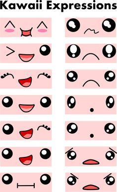 the different expressions in kawaii expressions are shown on this page, and each has their own expression