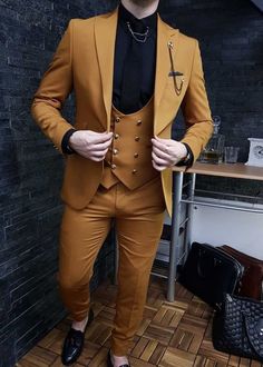 Coat Pant For Men, Beach Wedding Suits, Suits Men Slim, Yellow Suit, Suits Men Business, Male Style, Dress Suits For Men