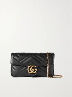 Black GG Marmont 2.0 matelassé leather shoulder bag | GUCCI | NET-A-PORTER Gucci Soft Leather Bag For Formal Occasions, Gucci Soft Leather Crossbody Bag, Gucci Soft Leather Everyday Shoulder Bag, Everyday Gucci Soft Leather Shoulder Bag, Gucci Quilted Leather Shoulder Bag, Luxury Gucci Soft Leather Bag, Gucci Soft Leather Everyday Bag, Gucci Soft Leather Bag For Everyday, Gucci Quilted Formal Shoulder Bag