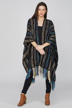 Handwoven Ruana, Bohemian Poncho, Ruana, Women's Cape, Boho Wrap , Lovely and warm striped knit wrap blanket ruana poncho sweater. Perfect as a fall or winter wrap cardigan with boots. Wear as a cape over every outfit this season for extra warmth! Generous fit, One Size fits most. Stay warm with this ruana. Fashionable and stylish knit poncho wrap. Also can be used as a picnic blanket during outdoor activities. Blue Bohemian Winter Cape, Bohemian Knitted Winter Cape, Bohemian Handwoven One-size Cape, Casual Blue Poncho Cape, Bohemian Blue Cape Poncho, Winter Cape, Mykonos Blue, Winter Wrap, Poncho Wrap