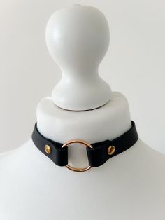 * Full grain leather choker with o ring * Gold color hardware stainless steel (nickel free) * Choker width is 15 mm  * Ring is 25mm (inner size) * Closure buckle * Please see the size chart in photos Please request other color available: pink, purple, gold or hardware color: gold or black nickel Collar Necklace Gold, O Ring Choker, Gold Collar Necklace, Choker Collar Necklace, Ring Der O, Leather Chokers, Choker Collar, Choker Necklaces, Chain Choker