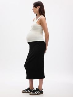 Maternity Styles, Gap Maternity, Maternity Fashion, Ribbed Knit, Midi Skirt, In Store, Skirt, Black, Maternity Style