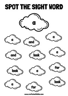 a cloud with the words spot the sight word and look at it for fun to read