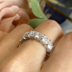 Explore our extraordinary moissanite collection. Princess cut full eternity band ring made using only The FINEST Moissanite and 18K Solid Gold. Made to Order. Ships within 3-4 weeks. - Stone info: 4.5mm princess brilliant cut, D/VVS moissanite - Ct weight: 8.48CT to 12.6CT DEW based on ring size. - Finish: choice of yellow, rose, or white. - Made in 18 karat gold. - Stamp with 18K. Eternity Ring Diamond Gold, Eternity Band Stack, Princess Cut Moissanite, Eternity Ring Gold, Princess Cut Gold, Diamond Eternity Ring, Diamond Collection, Princess Cut Engagement Rings, Half Eternity Ring