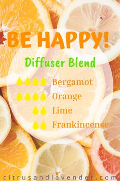 Try this essential oil diffuser blend for cheer and happiness.   4 drops of Bergamot 4 drops of Orange 2 drops of Lime 2 drops of Frankincense  #essentialoils #essentialoilblends #bergamot #orange #lime #frankincense #happy #diffuserblend Essential Oil Perfumes Recipes, Aromatherapy Recipes, Bergamot Orange, Essential Oil Remedy