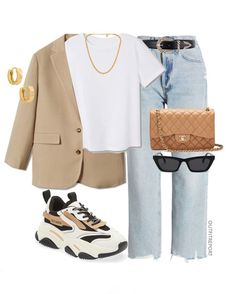 Oversized Suit Jacket, Oversized Suit, Sneaker Outfits, Leather Shopper Bag, Beige Outfit, Beige Blazer, Classy Work Outfits, Looks Street Style, Causual Outfits